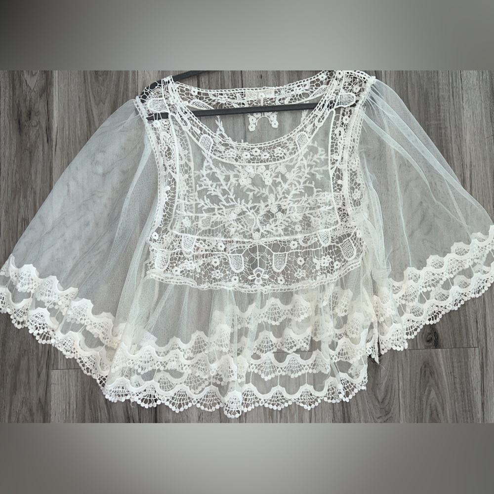 alterd state lace blouse with bell sleeves